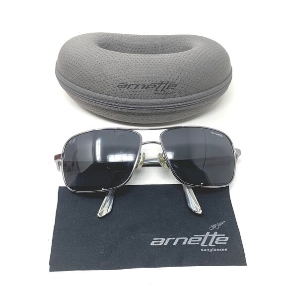 Arnette Stakeout Sunglasses Silver Metal Frame Square Lens 3062-502 Post Malone - Picture 1 of 10